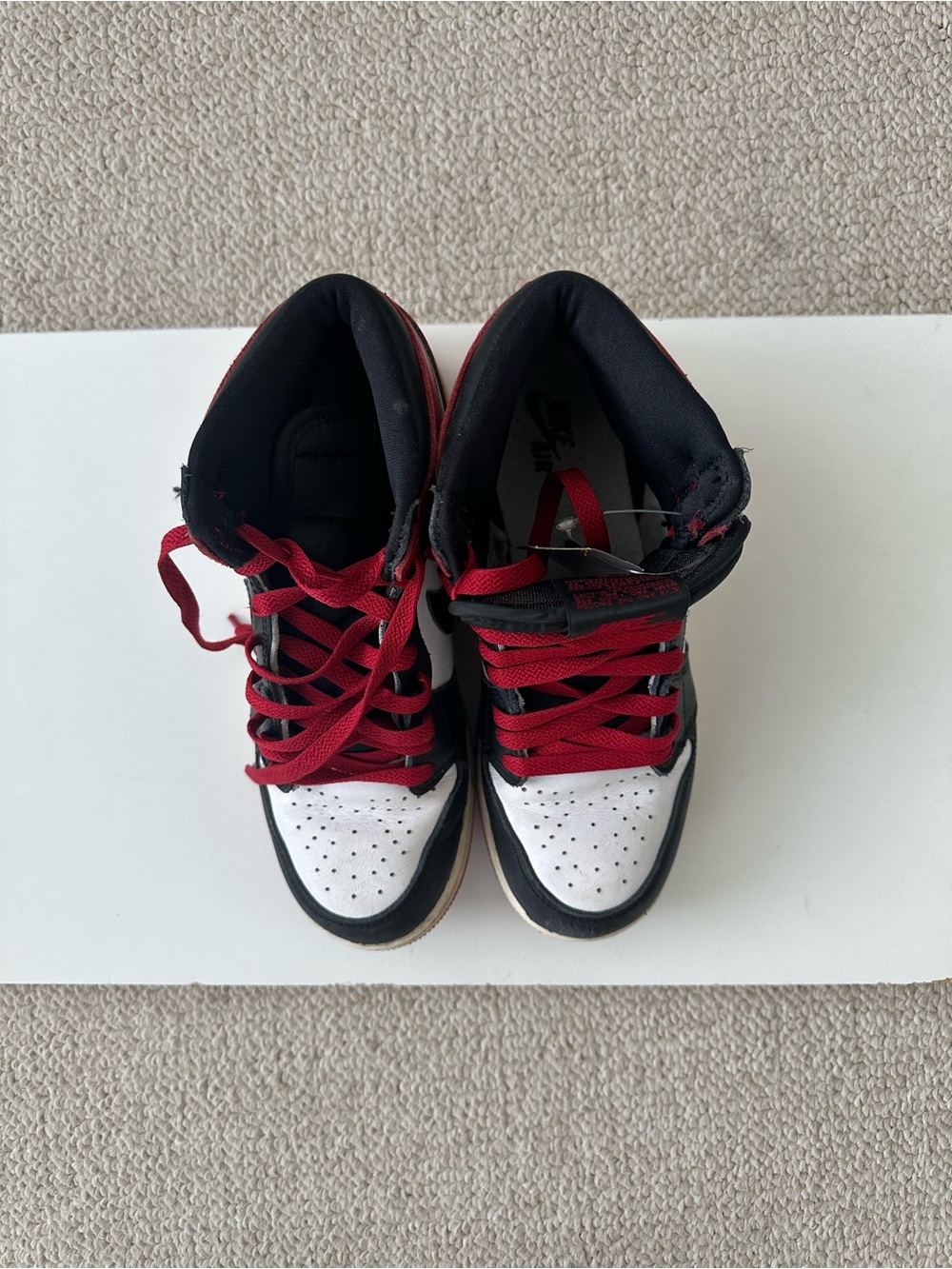 Nike Kids High-Top Sneakers - Black/White with Red Laces